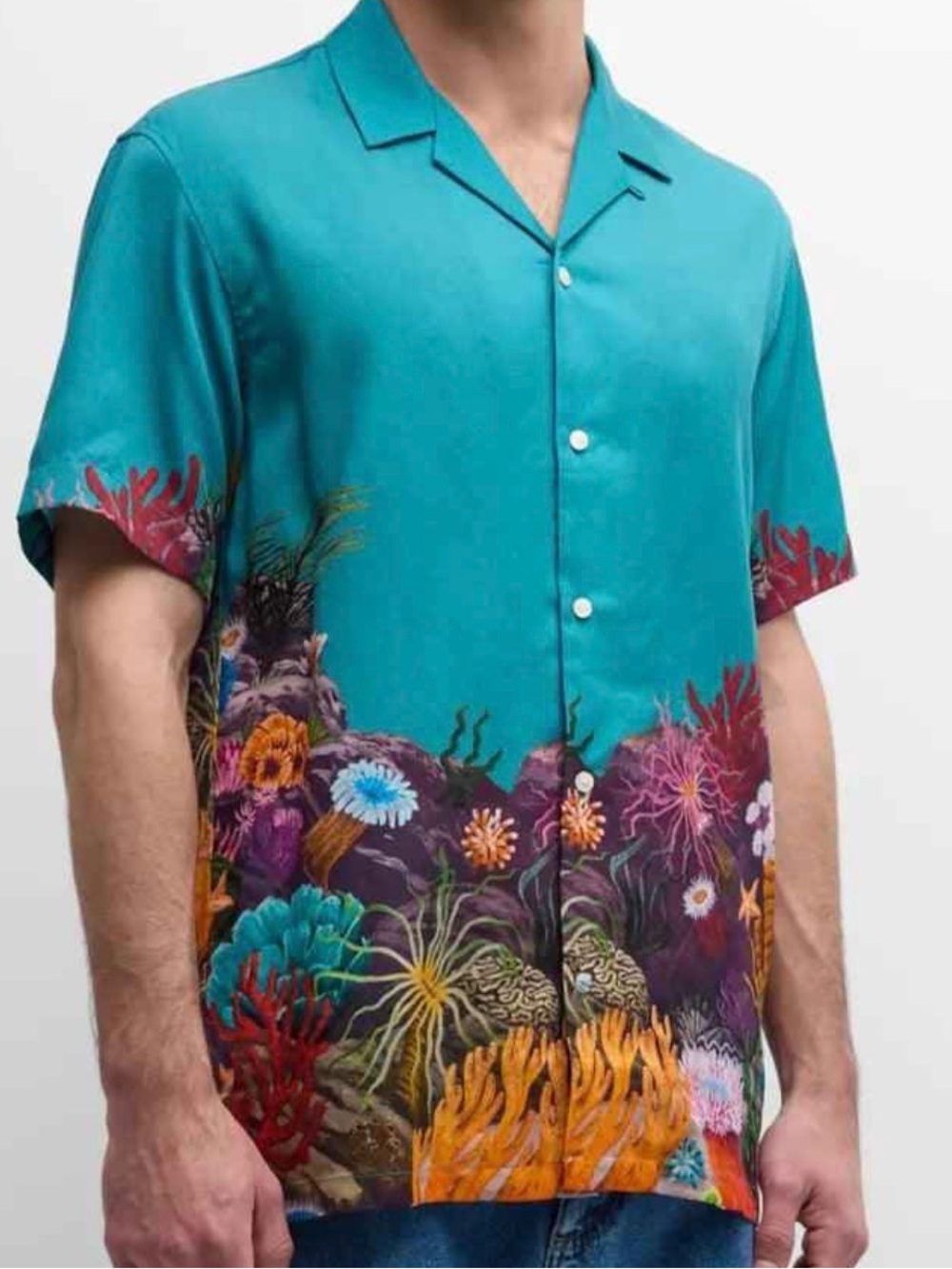 Scotch & Soda Amsterdam Coral Reef Camp Shirt Men Large Lyocell Tropical Aloha